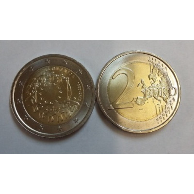 Монета 2 евро 2015 г. Словения. "30 лет флагу ЕС".
